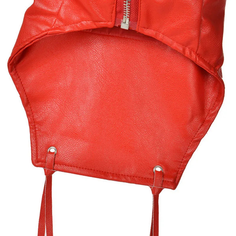 Bold red biker jacket