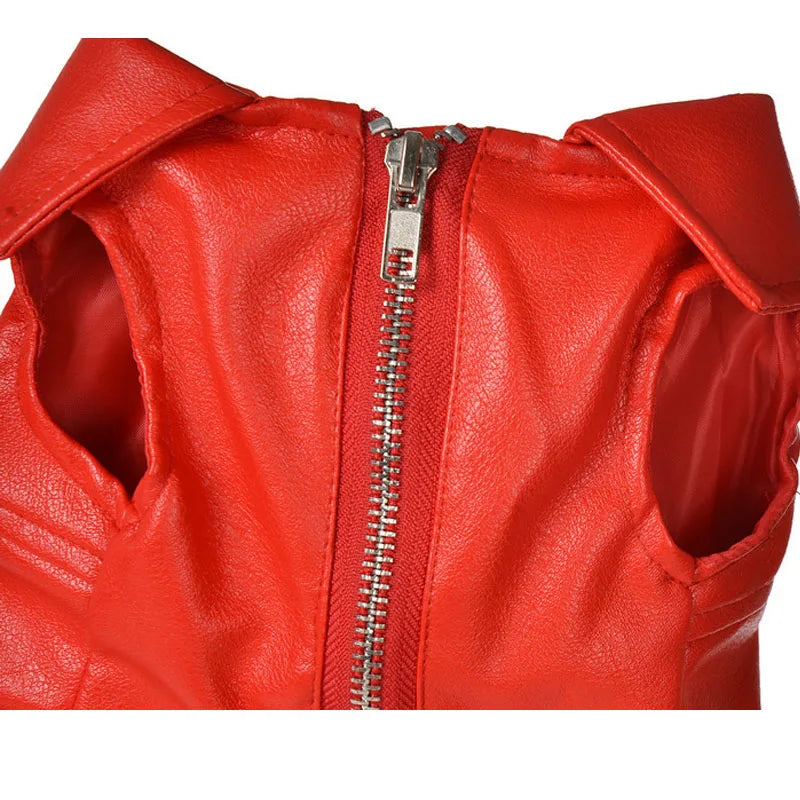 Bold red biker jacket