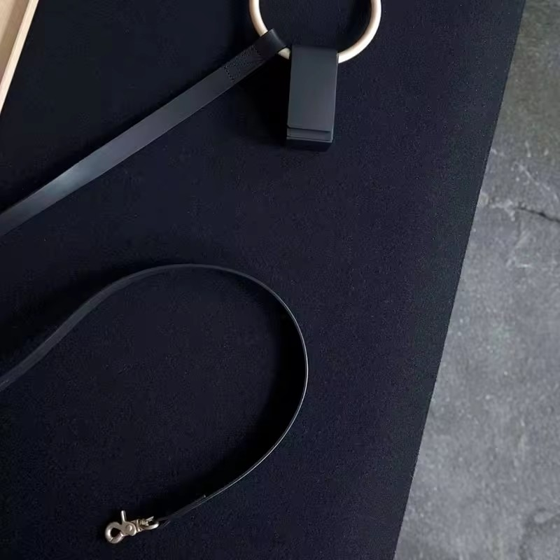 Dog leash collar set with metal ring holder