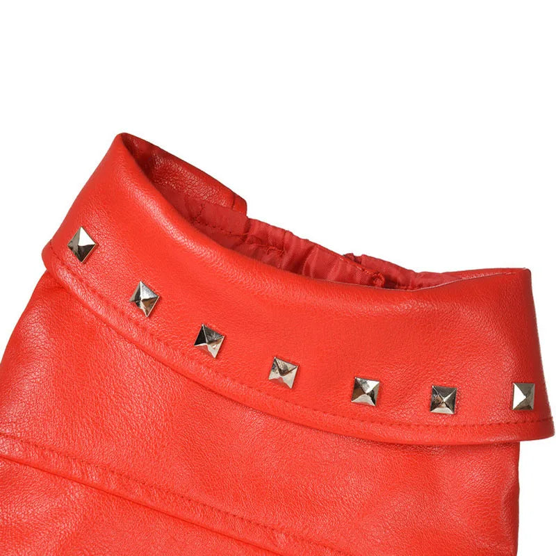 Bold red biker jacket